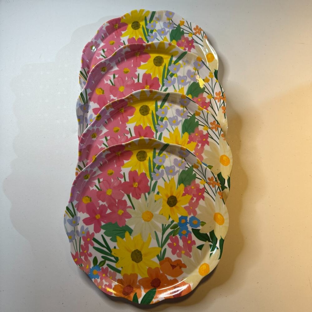 Trueliving Floral Print Melamine Dinner Plate Set of 4 Size 10.5 inches